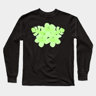 Tropical Green Hibiscus Flower Long Sleeve T-Shirt